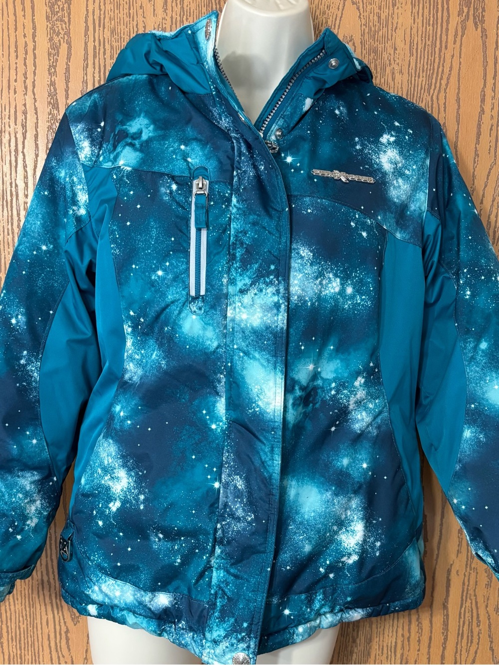 ZeroXposur Girls Teal Galaxy Print Puffer Jacket
